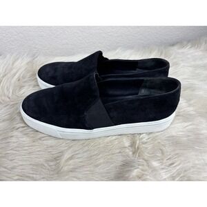 Vince Warren Platform Sneakers Womens 7M Black Leather Slip On Chic Casual